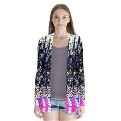 Spot Paint Pink Black Green Yellow Blue Sexy Drape Collar Cardigan by Mariart