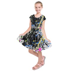 Spot Paint Pink Black Green Yellow Blue Sexy Kids  Short Sleeve Dress