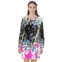 Spot Paint Pink Black Green Yellow Blue Sexy Long Sleeve Chiffon Shift Dress  View1