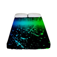 Space Galaxy Green Blue Black Spot Light Neon Rainbow Fitted Sheet (full/ Double Size)