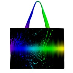 Space Galaxy Green Blue Black Spot Light Neon Rainbow Zipper Mini Tote Bag