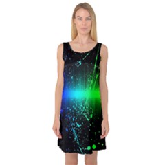 Space Galaxy Green Blue Black Spot Light Neon Rainbow Sleeveless Satin Nightdress by Mariart