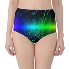 Space Galaxy Green Blue Black Spot Light Neon Rainbow High-waist Bikini Bottoms by Mariart