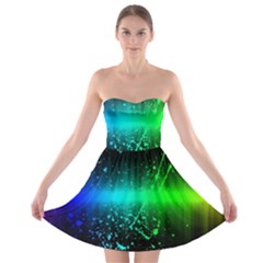 Space Galaxy Green Blue Black Spot Light Neon Rainbow Strapless Bra Top Dress by Mariart