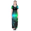 Space Galaxy Green Blue Black Spot Light Neon Rainbow Short Sleeve Maxi Dress View1