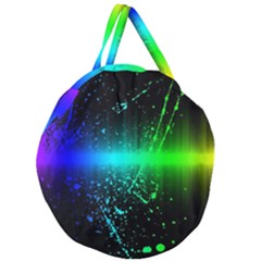 Space Galaxy Green Blue Black Spot Light Neon Rainbow Giant Round Zipper Tote