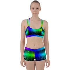 Space Galaxy Green Blue Black Spot Light Neon Rainbow Women s Sports Set