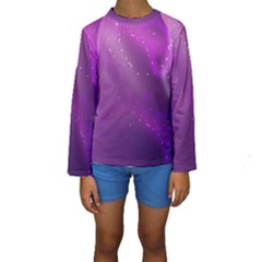 Space Star Planet Galaxy Purple Kids  Long Sleeve Swimwear by Mariart