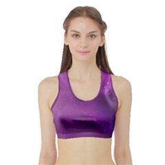 Space Star Planet Galaxy Purple Sports Bra With Border