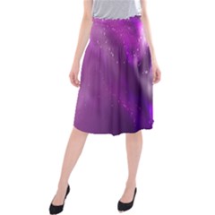 Space Star Planet Galaxy Purple Midi Beach Skirt by Mariart