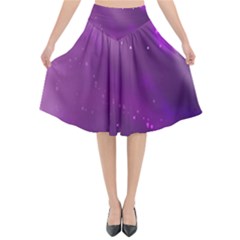 Space Star Planet Galaxy Purple Flared Midi Skirt by Mariart