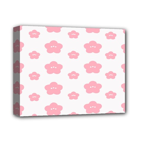 Star Pink Flower Polka Dots Deluxe Canvas 14  X 11  by Mariart