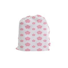 Star Pink Flower Polka Dots Drawstring Pouches (medium) 