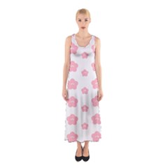 Star Pink Flower Polka Dots Sleeveless Maxi Dress