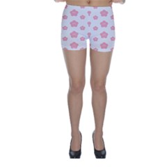 Star Pink Flower Polka Dots Skinny Shorts by Mariart