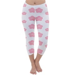 Star Pink Flower Polka Dots Capri Winter Leggings  by Mariart