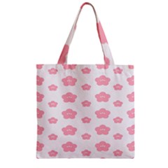 Star Pink Flower Polka Dots Zipper Grocery Tote Bag