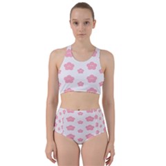 Star Pink Flower Polka Dots Racer Back Bikini Set by Mariart