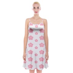 Star Pink Flower Polka Dots Spaghetti Strap Velvet Dress