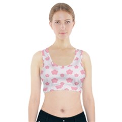 Star Pink Flower Polka Dots Sports Bra With Pocket by Mariart