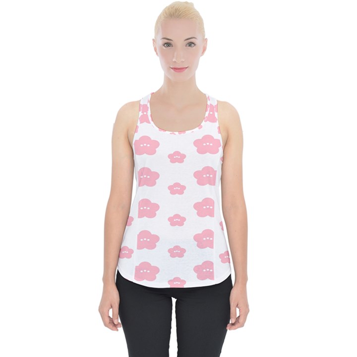 Star Pink Flower Polka Dots Piece Up Tank Top