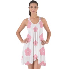 Star Pink Flower Polka Dots Show Some Back Chiffon Dress