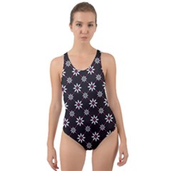 Sunflower Star Floral Purple Pink Cut-out Back One Piece Swimsuit by Mariart