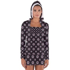 Sunflower Star Floral Purple Pink Long Sleeve Hooded T-shirt