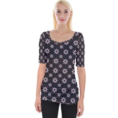 Sunflower Star Floral Purple Pink Wide Neckline Tee