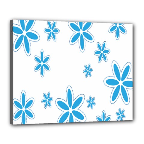 Star Flower Blue Canvas 20  X 16 