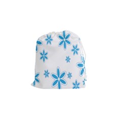 Star Flower Blue Drawstring Pouches (small) 