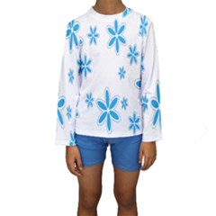 Star Flower Blue Kids  Long Sleeve Swimwear