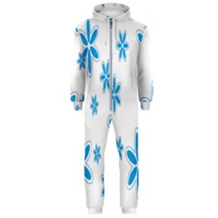 Star Flower Blue Hooded Jumpsuit (men)  by Mariart