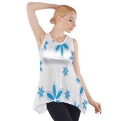 Star Flower Blue Side Drop Tank Tunic