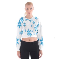 Star Flower Blue Cropped Sweatshirt