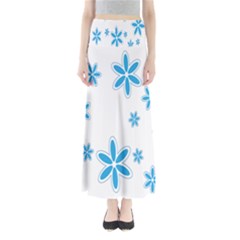 Star Flower Blue Full Length Maxi Skirt