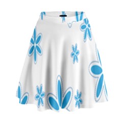 Star Flower Blue High Waist Skirt