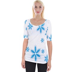 Star Flower Blue Wide Neckline Tee