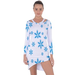 Star Flower Blue Asymmetric Cut-out Shift Dress by Mariart