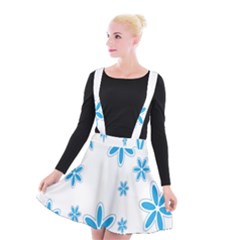 Star Flower Blue Suspender Skater Skirt