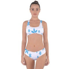 Star Flower Blue Criss Cross Bikini Set