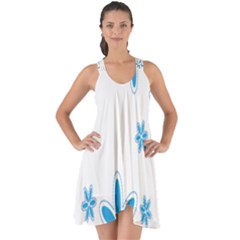 Star Flower Blue Show Some Back Chiffon Dress