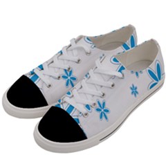 Star Flower Blue Women s Low Top Canvas Sneakers by Mariart