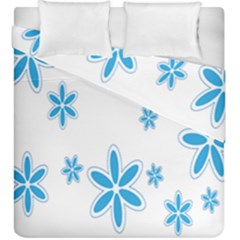 Star Flower Blue Duvet Cover Double Side (king Size)