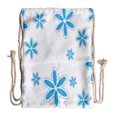 Star Flower Blue Drawstring Bag (large)