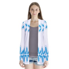 Star Flower Blue Drape Collar Cardigan