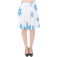 Star Flower Blue Velvet High Waist Skirt by Mariart