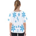 Star Flower Blue V-Neck Dolman Drape Top View2