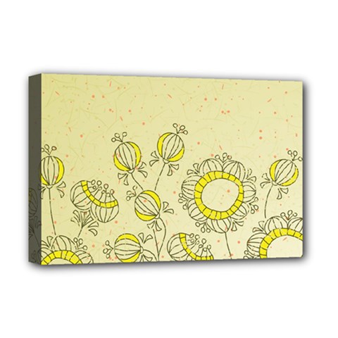 Sunflower Fly Flower Floral Deluxe Canvas 18  X 12  