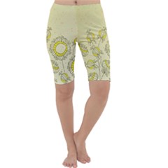 Sunflower Fly Flower Floral Cropped Leggings 